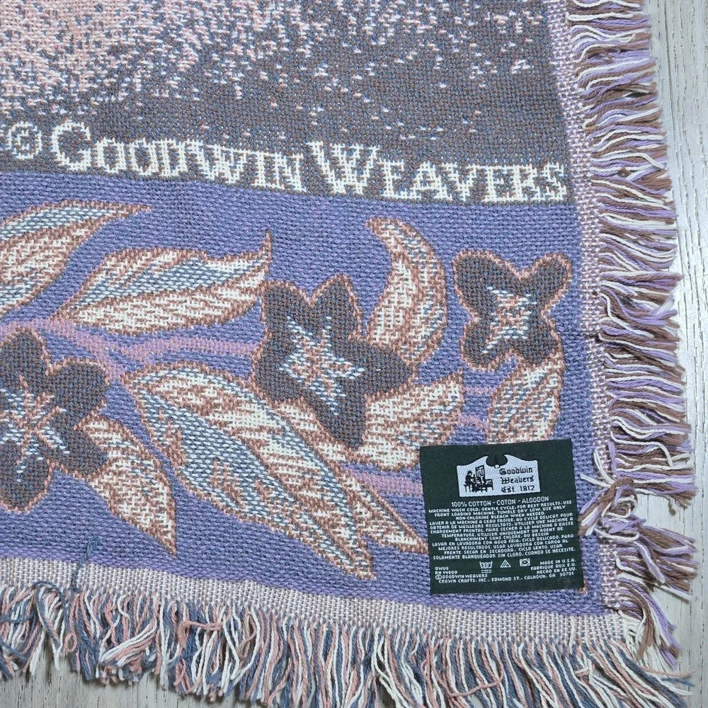 Vtg Ballerina Tapestry Throw Blanket Goodwin Weavers Ballet Pink Purple 68x48